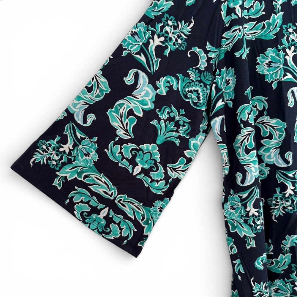 JM Collection 3/4 Sleeve Paisley Turquoise Lace-Up Tunic Top 1X – NWT - Picture 5 of 13